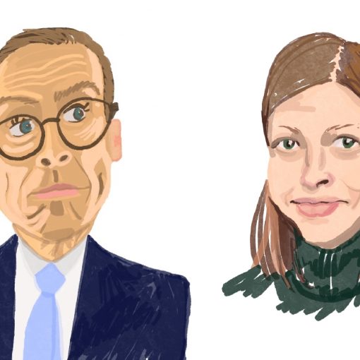 Alexander Stubb ja Li Andersson kuvitettuna